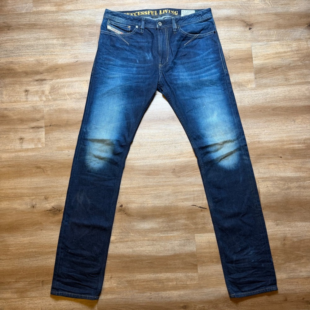 Diesel Shioner Jeans Mens 31x32 (Fits 32x34) Blue Faded Slim Skinny 0880W Italy